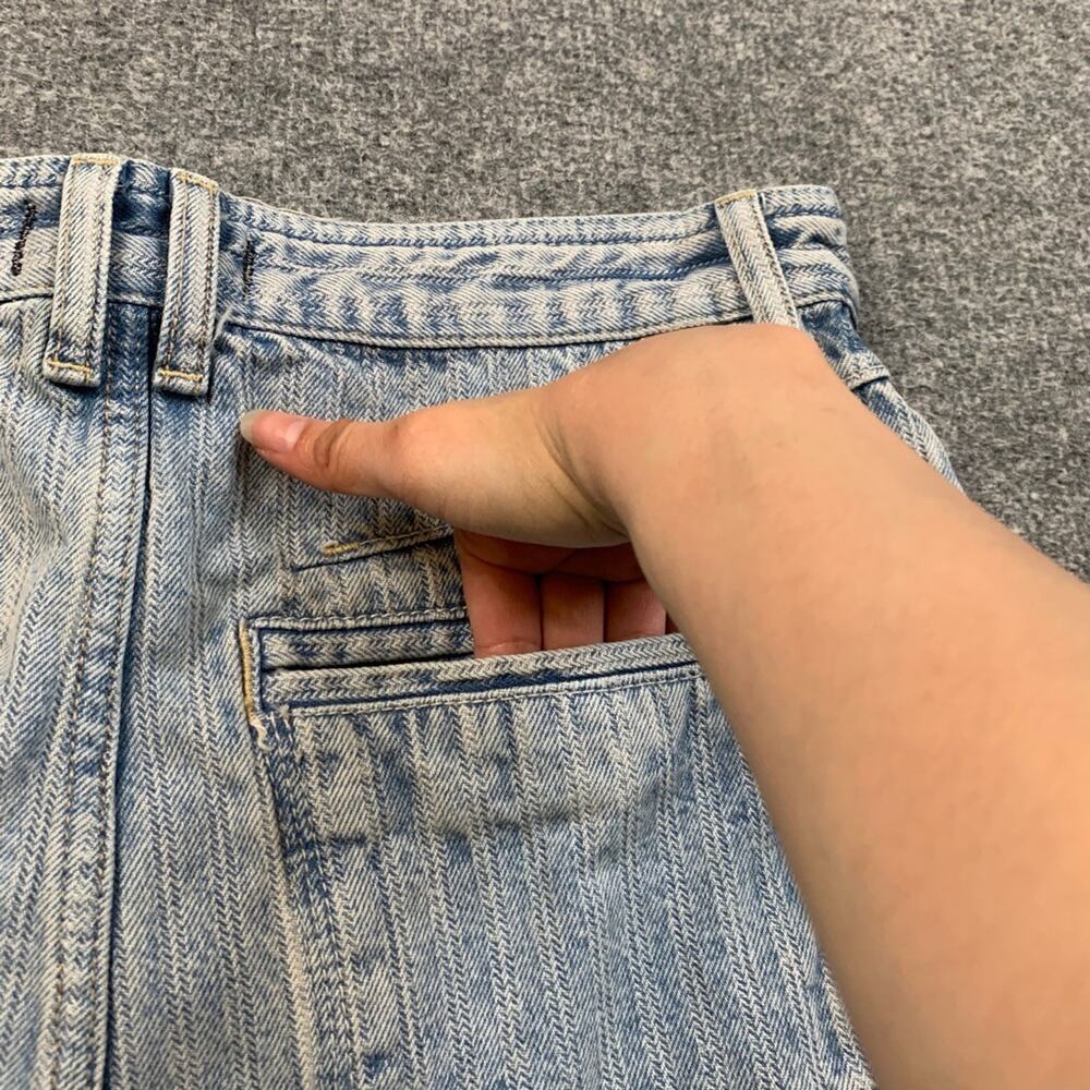We The Free People Jeans Womens 28 Denim Brette Wide Leg Cropped Stripe Cuffed - Picture 12 of 15